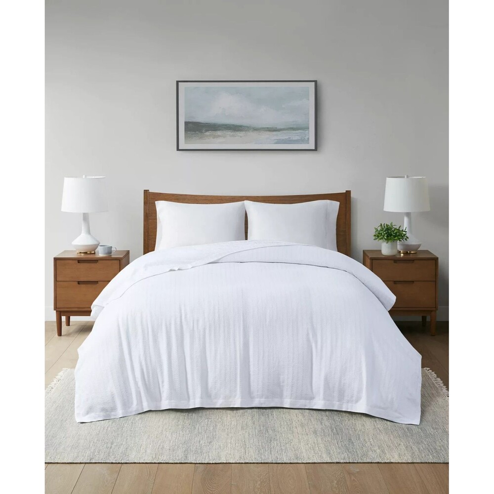 Hotel Collection 100% Egyptian Cotton Twin Size White Blanket - NEW